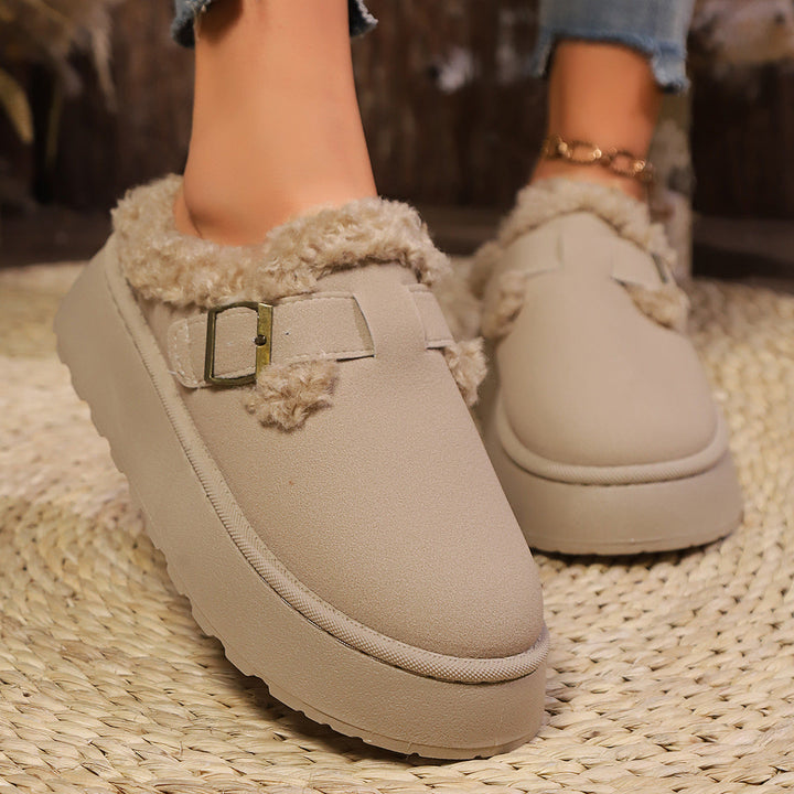 EVANTHE™ - Comfy Platform Short Ankle Buckle Fleece Boots