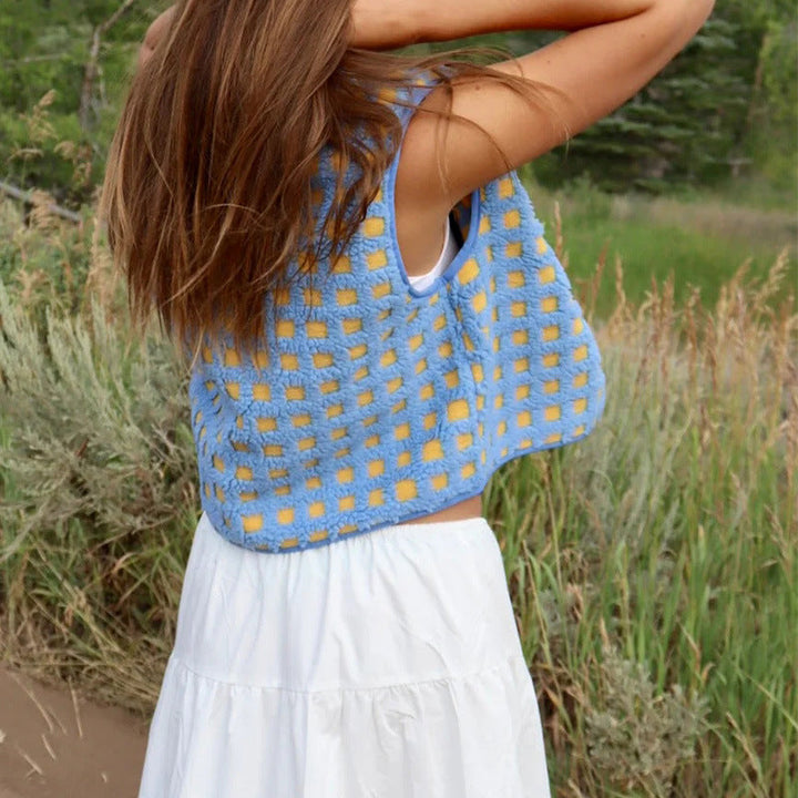 CONCUELO™ – Casual Plaid Sleeveless Zip-Up Vest